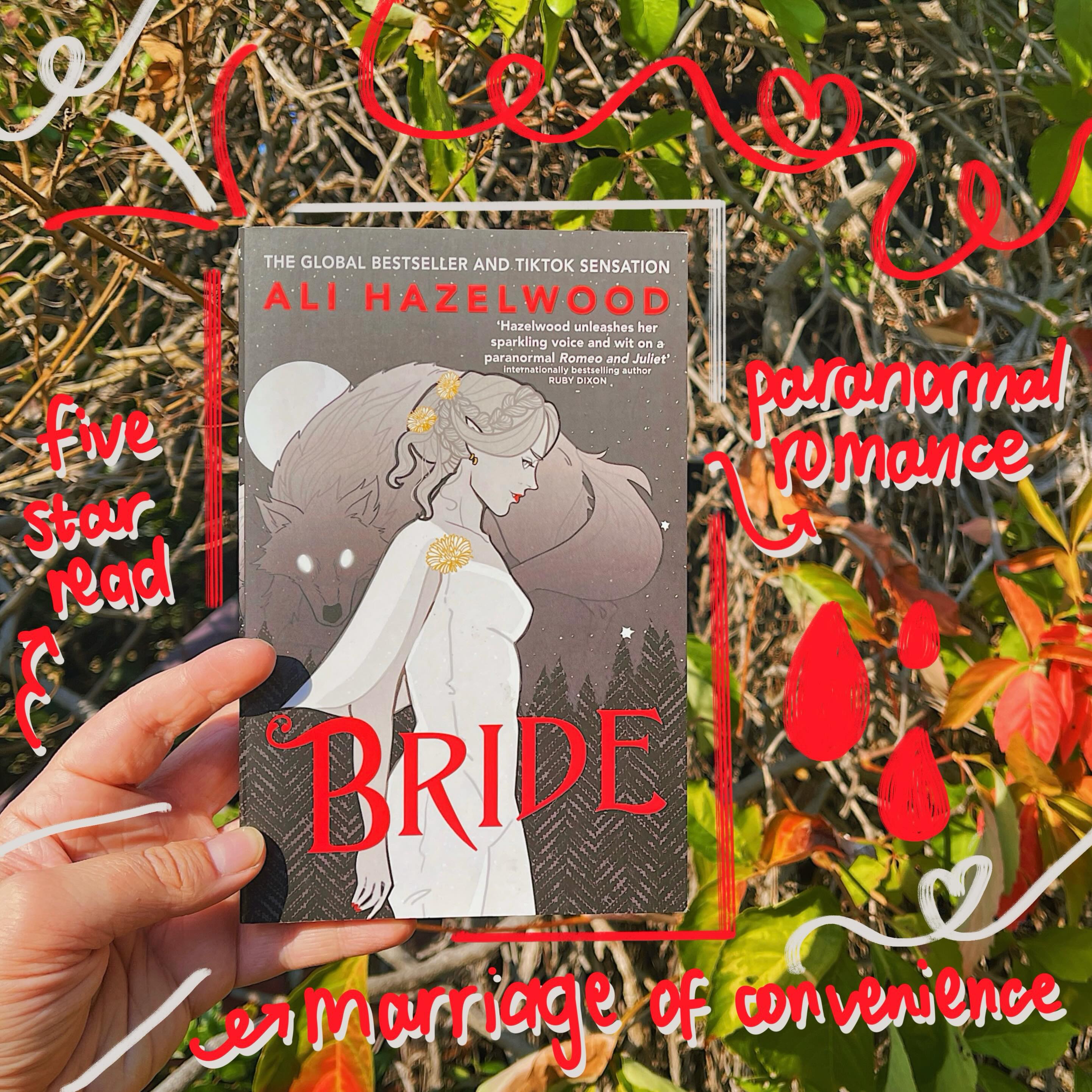 🩸hi hello friends! What are some of your unexpected favourite reads?

You know, you really should be proud of me. Like, look at me back again, maintaining an active posting schedule. I shall do little yapping today because instead, I want to word vomit about THIS BOOK BECAUSE I’M OBSESSED?!?!?!? Starting to think that I just love when Ali Hazelwood writes something just a lil different 🫢

If you’ve been living under a rock, ‘BRIDE’ is a paranormal marriage of convenience romance between a vampire and a werewolf and it has me in A LITERAL CHOKEHOLD. We always knew I loved a misty forest, so why are we shocked that this book did things for me? I shouldn’t be and I want to go to there 🌲

But I think my favourite thing about this book is our FMC Misery. What do you mean she made me cry? What do you mean I related to her? Don’t even go there, or you’ll have me in therapy. We have such a similar sense of humour and deep love for the people around us, and oof definitely my favourite character Ali has written. My (1) singular criticism that I feel I need a minute to slap Lowe for is him not calling her cute terms of endearment enough. That’s it, it’s perfection otherwise 😍

So if you too were under the rock, please take this as your sign to read this book. I promise no regrets. I literally gaslit two separate people in my office to read it 🐺

As per the usual, you can head on over to my aesthetic reel (which I’m particularly obsessed with if I do say so myself) and TO THE BLOG for a full spoiler-free review ~ link in bio 🧛🏻‍♀️

All the love and happy reading 📖
xo
Ruby

- - - -
#bride #alihazelwood #romancebookrecs #paranormalromancebooks #marriageofconvenience